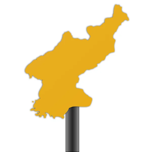 Noord-korea kaart verkeersbord — Stockfoto