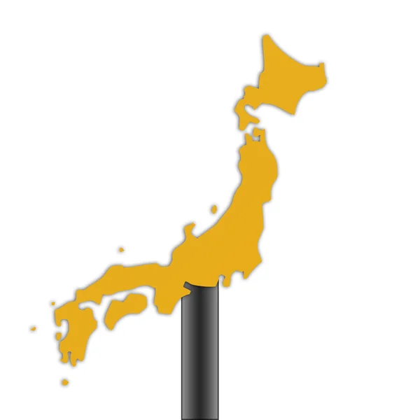 Japonia mapa znak drogowy — Zdjęcie stockowe