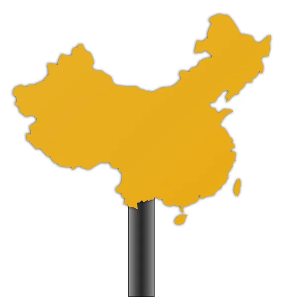 Kina karta Vägmärke — Stockfoto