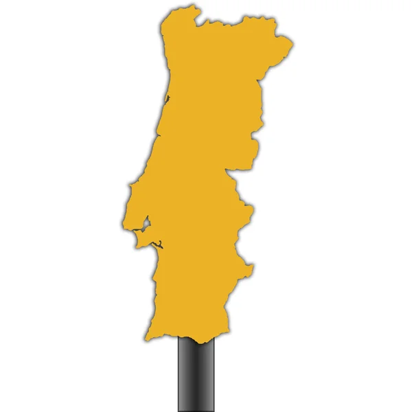 Portugal mapa sinal de estrada — Fotografia de Stock