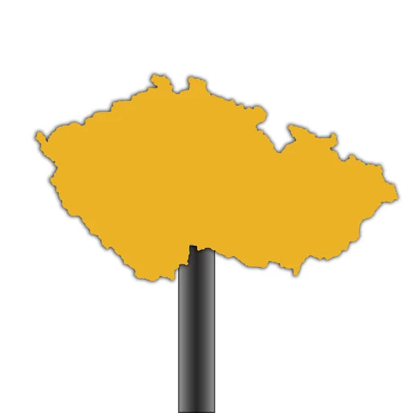 Republika Czeska mapa znak drogowy — Zdjęcie stockowe