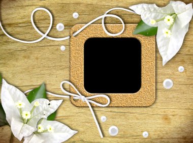 Vintage photo frames and tropical flower clipart