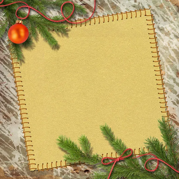 Vánoční strom a retro rámec — Stock fotografie