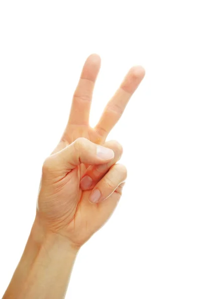 Mão sinal de paz branco — Fotografia de Stock