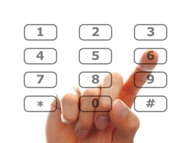 Finger push a telephone number button clipart