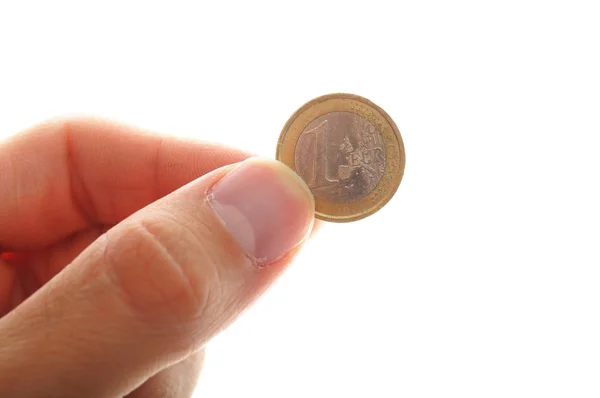 Hand met één euro — Stockfoto