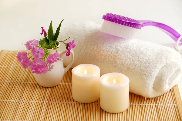 Spa still life with lilac brush — Stock Photo, Image