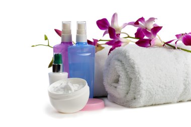 Body care items with jasmine clipart