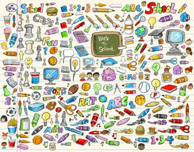 Learning Back to School Set Vector Illustration clipart
