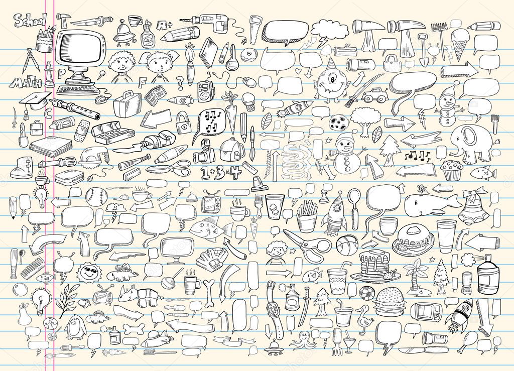 Notebook Doodle Speech Bubble Design Elements Mega Vector