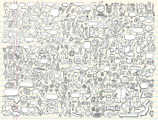 Caderno Doodle Sketch Elementos de design Conjunto de ilustração vetorial Gráficos Vetores
