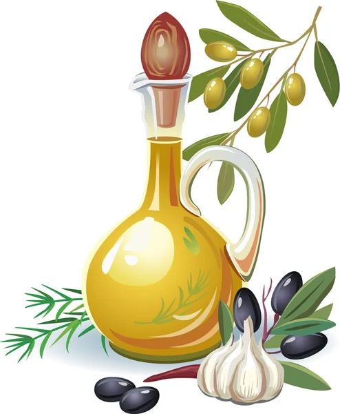 Flaska olivolja — Stock vektor