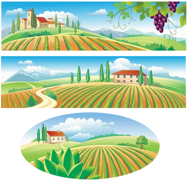 Banners com a paisagem agrícola —  Vetores de Stock