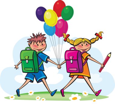 Children go to school clipart