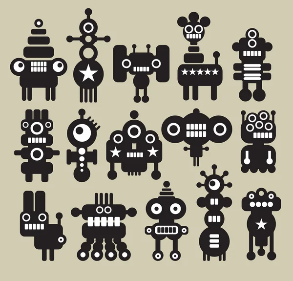 Robotlar, canavarlar, uzaylılara koleksiyonunu #6. — Stok Vektör