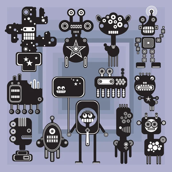 Robotlar ve canavarlar koleksiyonu #18. — Stok Vektör