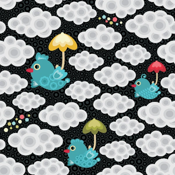 Seamless pattern with bird and umbrella. — Stock Vector
