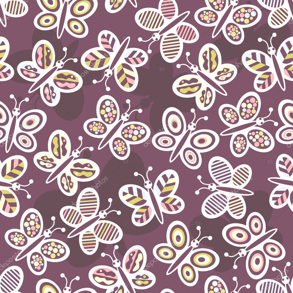 Butterfly insects seamless pattern.