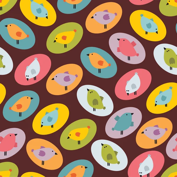 Seamless mönster med söta fåglar siluetter. — Stock vektor