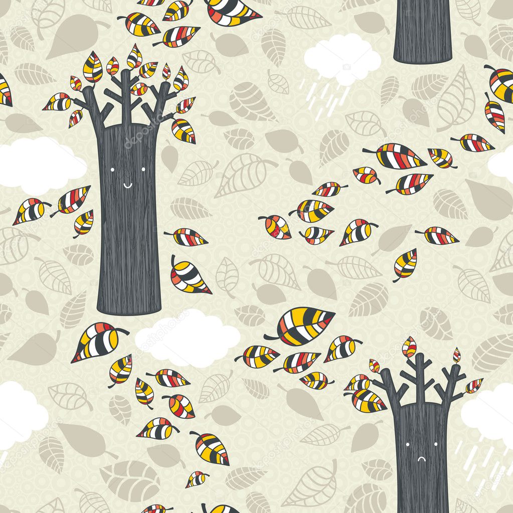 Autumn seamless pattern with leaves.