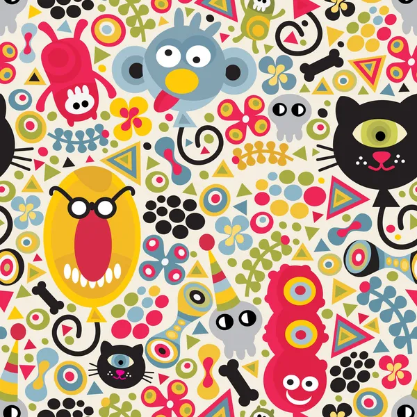 Cute monsters seamless pattern. — Stock Vector