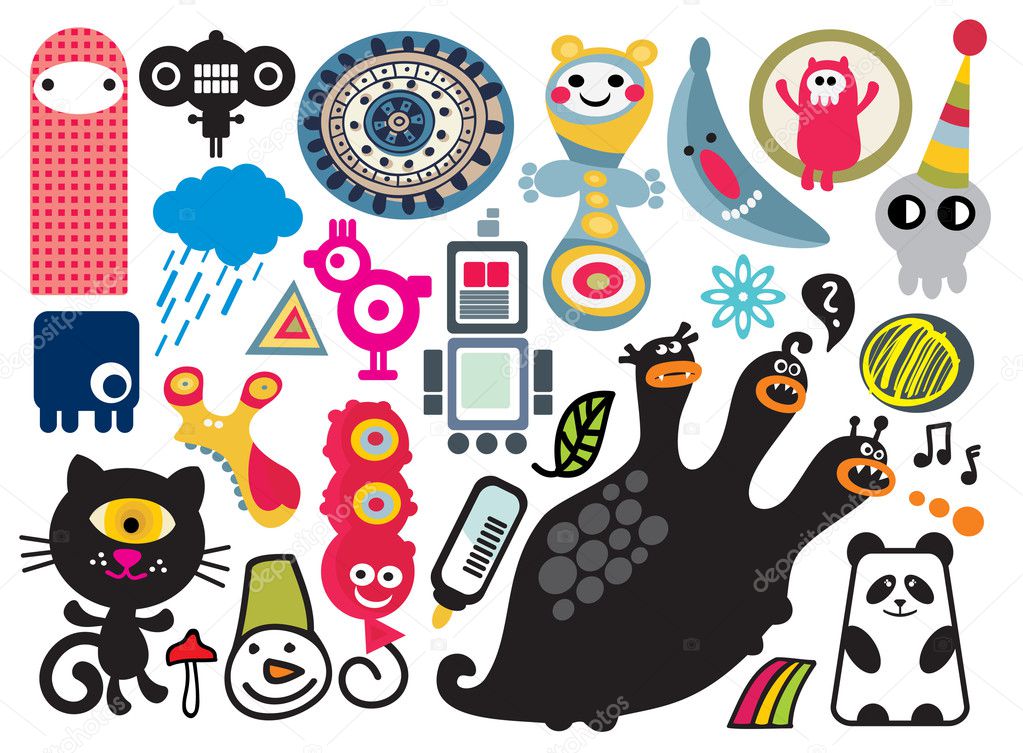 Mix of different vector images and icons. vol.17