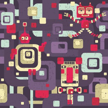 Robot seamless pattern in cartoon style. clipart