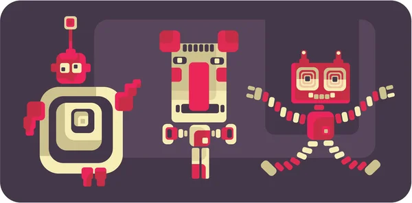 Robots y monstruos de estilo retro . — Vector de stock