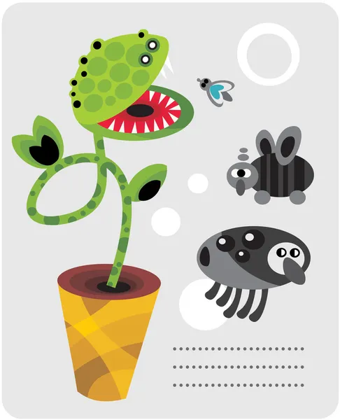 stock vector Cute plant monsters and insects.