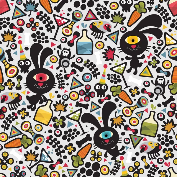 Monstres mignons motif sans couture lapin . — Image vectorielle