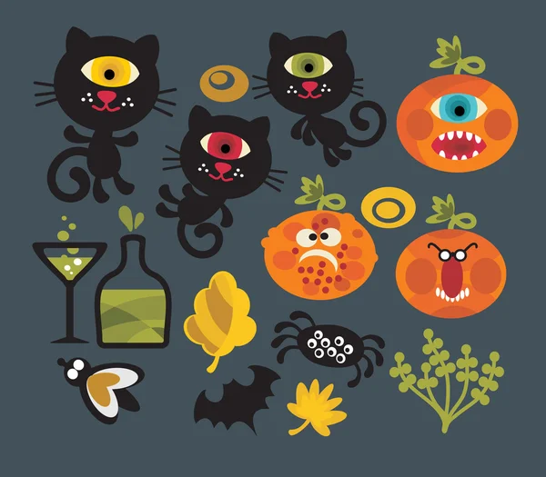 Набор милых монстров на Хэллоуин . — стоковый вектор
