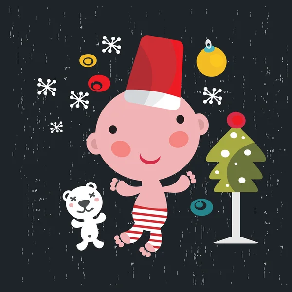Christmas card with baby boy. — Stock Vector