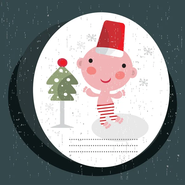 Carte de Noël avec bébé garçon . — Image vectorielle