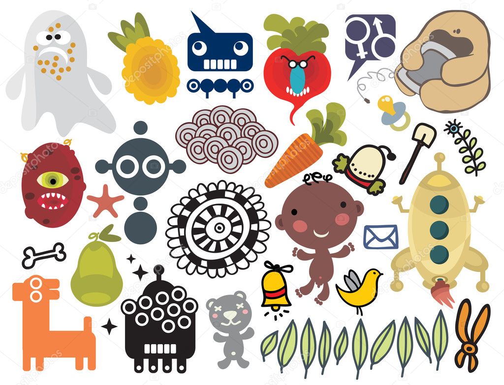 Mix of different vector images and icons. vol.25