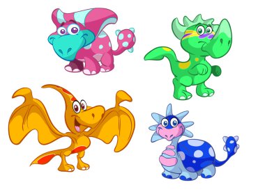 Collection of cute cartoon baby dino clipart