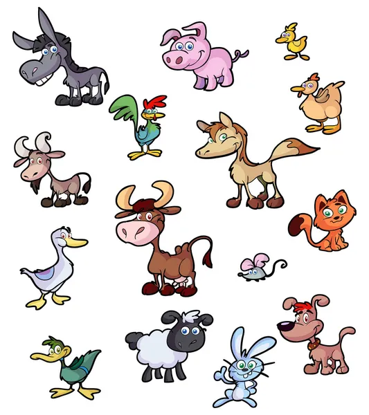 Colección de divertidos animales de dibujos animados — Vector de stock