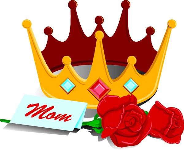 Día de las Madres Corona Rosas — Vector de stock