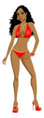 Red Swimsuit Girl clipart