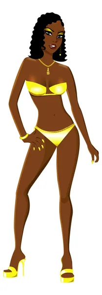 Жовтий купальник дівчина — стоковий вектор