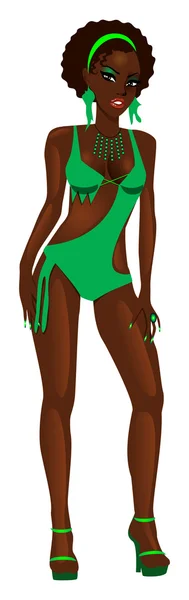 Zelené plavky dívka — Stockový vektor