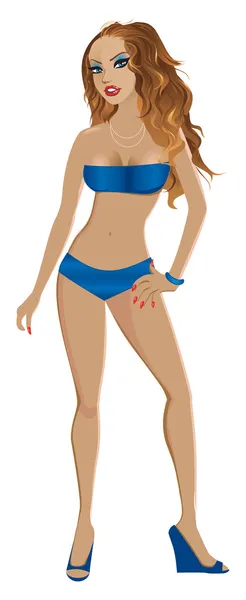 Bleu maillot de bain fille — Image vectorielle