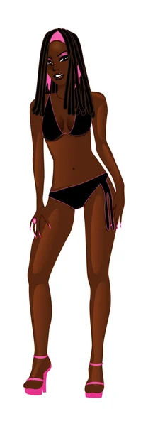 Чорний купальник дівчина — стоковий вектор