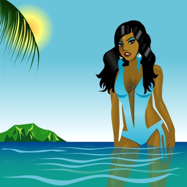 Teal Beach Girl clipart