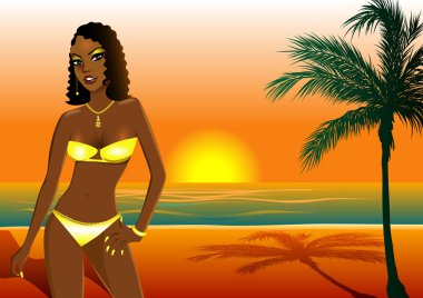 Yellow Beach Girl clipart