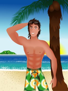 Beach Scene Guy clipart