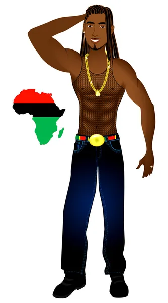 Rasta Afrocentric Uomo — Vettoriale Stock