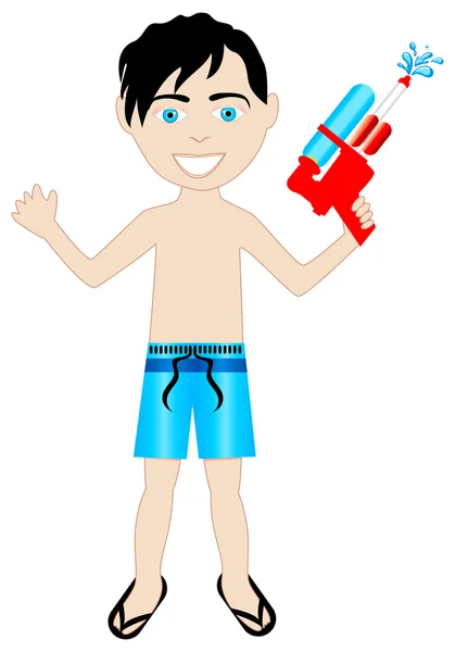 水枪的特点男孩泳衣 — 图库矢量图片