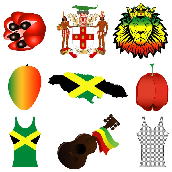 Iconos jamaiquinos — Vector de stock