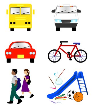 School Transportation Icons clipart