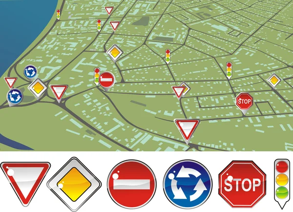 Signs priority to regulate the order of roundabouts — Stock Illustration Signs priority to regulate the order of roundabouts Stock Illustration